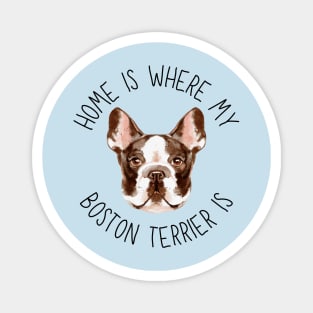 Home is Where My Boston Terrier Is Dog Breed Lover Watercolor Magnet